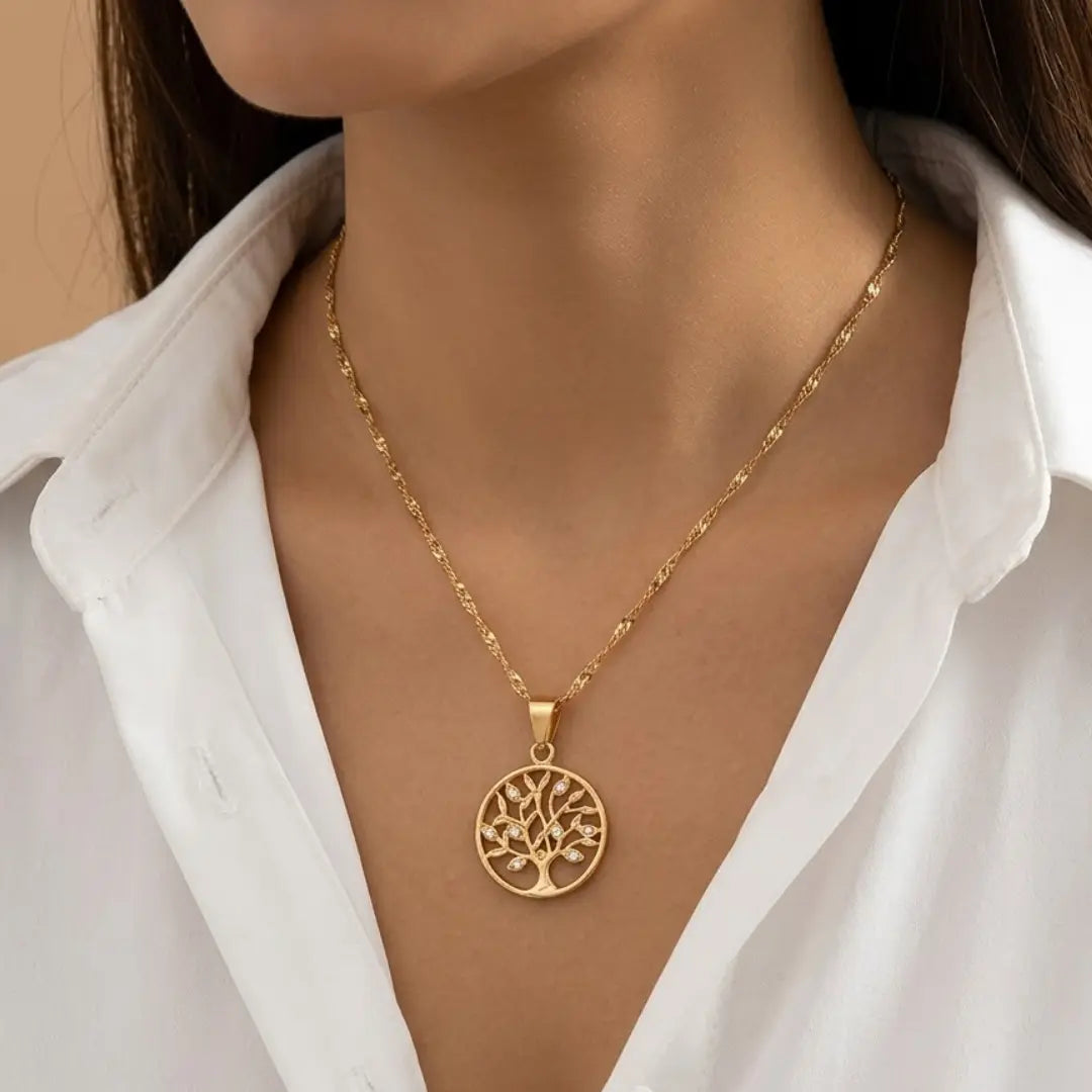 18K Gold Filled Money Tree Pendant with Diamonds